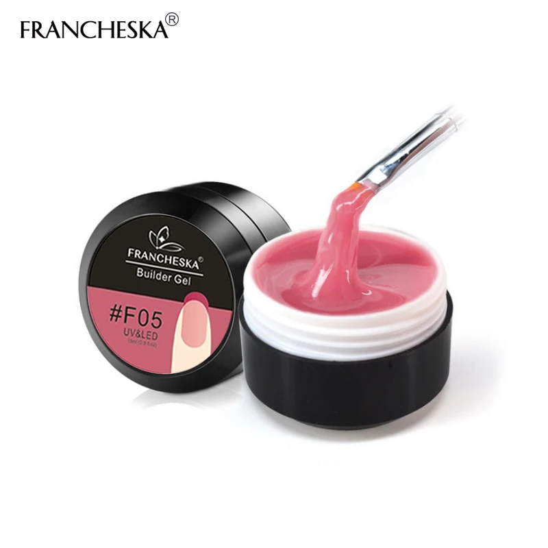 15ml Builder Gel F05 Набор густых гелевых ногтей Francheska, розовый, 15 мл, для наращивания ногтей, УФ-гель, светодиодный, покрытие для ногтей, розовый, камуфляжный, замачивающийся, желе-гель - Цвет: 15ml Builder Gel F05
