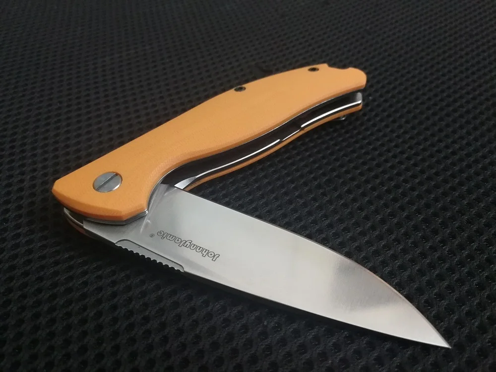 Подставка для ножей jonnyjamie, Черная Ручка G10, D2, стальное лезвие, складной нож, для выживания, охоты, маленький нож для повседневного использования, инструменты