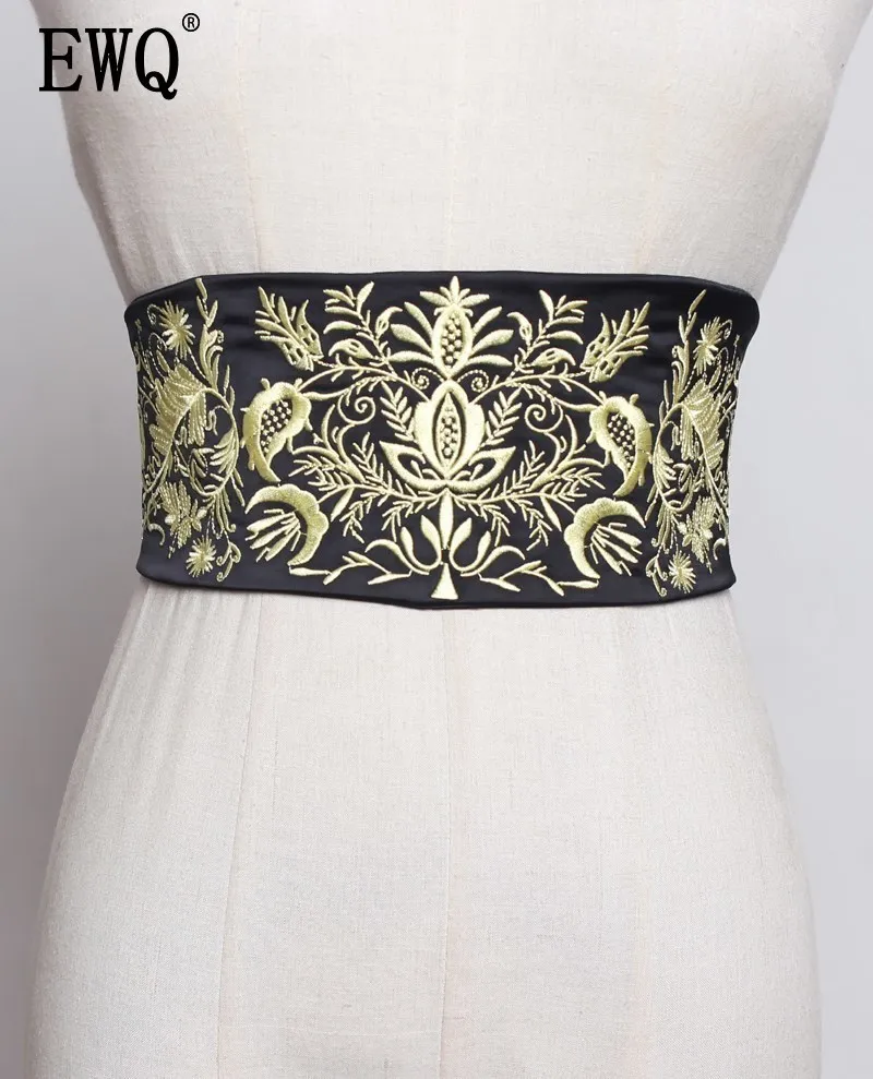 [EWQ] Летний Новый Ретро женский пояс с вышивкой сзади Новинка Эластичный и