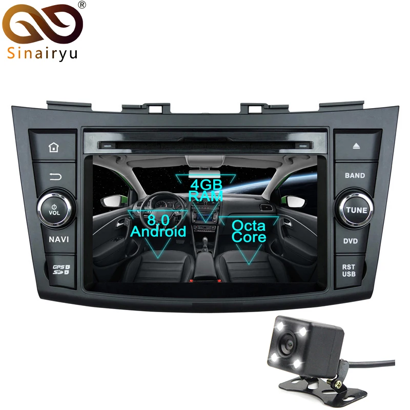 Sinairyu 2 Din Android 8 0 Восьмиядерный автомобильный dvd-плеер для Suzuki Swift 2013 2014 GPS Navi