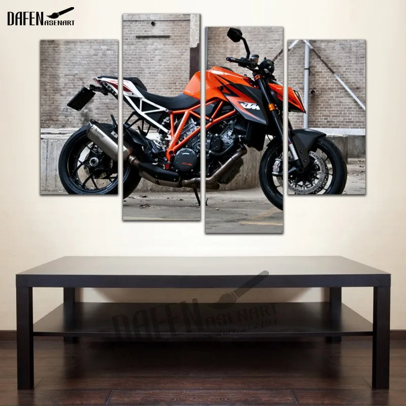 4 панели HD холст живопись Super Duke Спорт Мотоцикл для гостиной домашний Декор стены