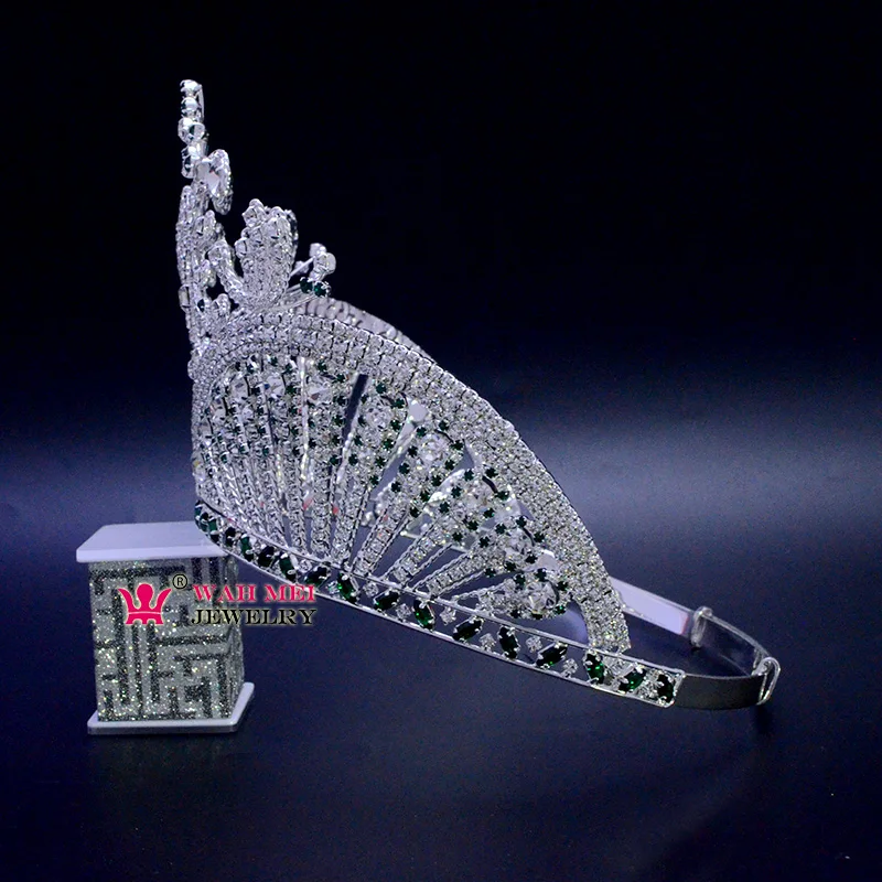 Miss beauty Pageant Crown, Высококачественная тиара, зеленые австралийские стразы, ручная работа, регулируемая повязка на голову Mo250