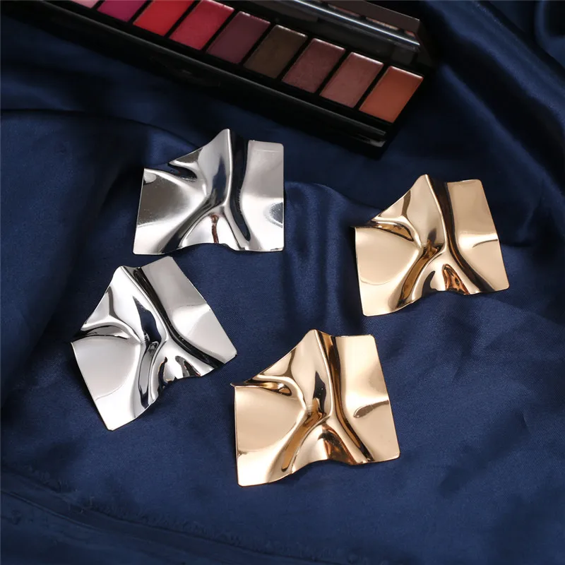 Женские серьги панк преувеличенные золотые металлические женские неправильные