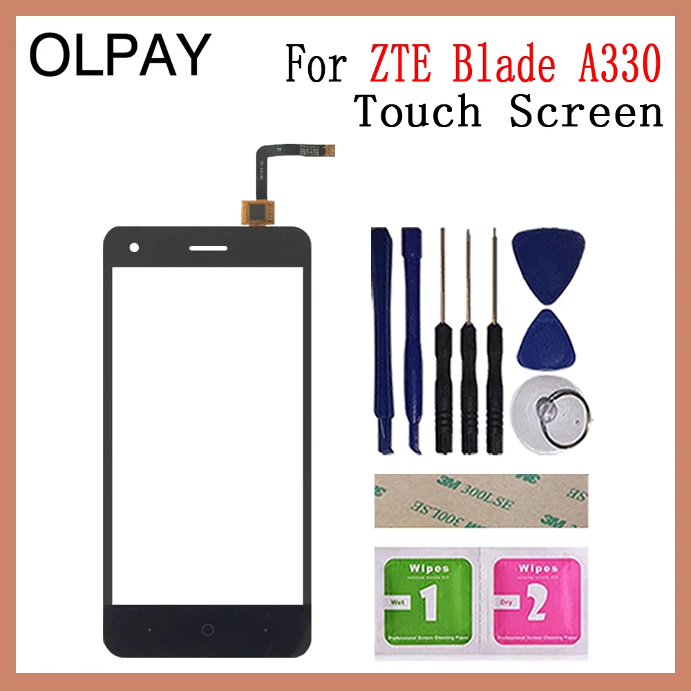 Black With Tools OLPAY 5,0 ''мобильный телефон для zte Blade A330 A 330 сенсорный экран стекло дигитайзер панель объектив сенсор инструменты Бесплатный клей+ салфетки - Цвет: Black With Tools