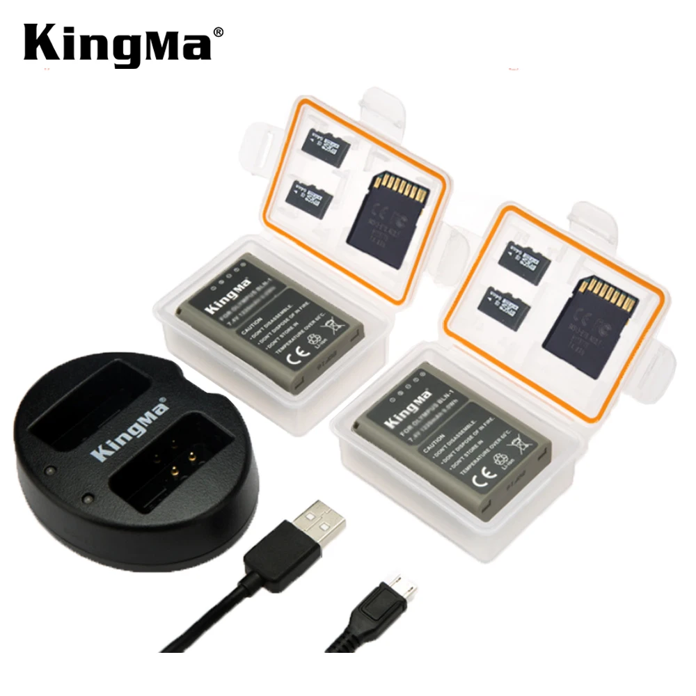 KingMa BLN-1 BLN1 PS-BLN1 Battery (2 pack)and Dual USB Charger for Olympus OM-D E-M1 E-M5 Mark II PEN-F E-P5 EM1 EM5 PENF EP5