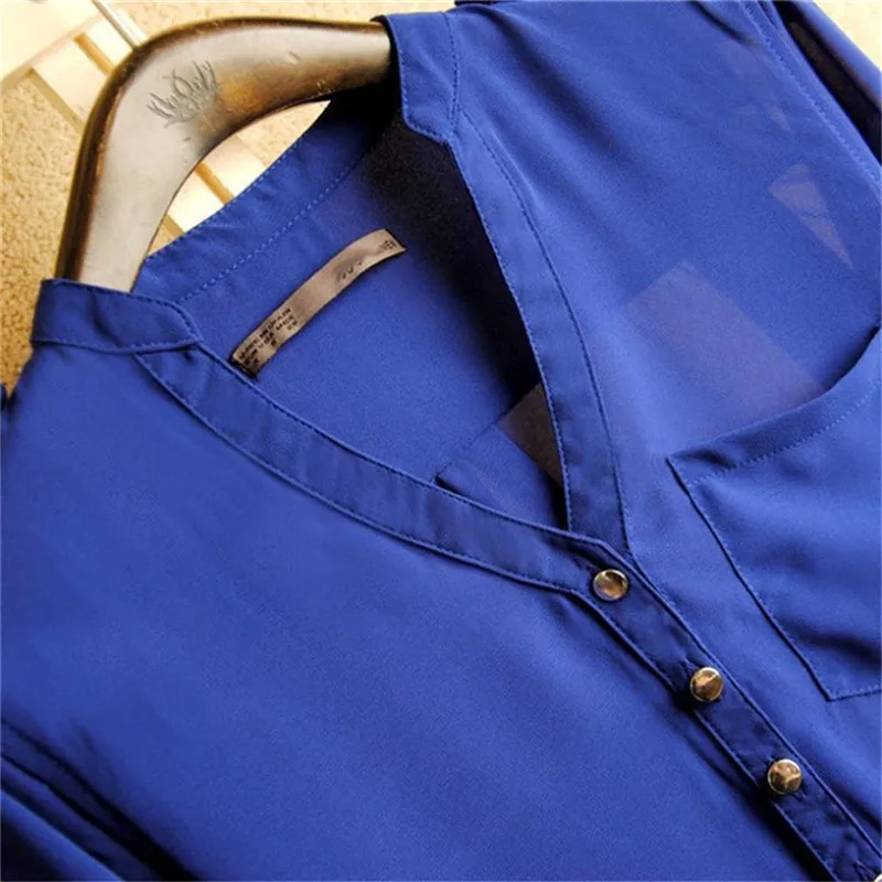 

Casual Women Blouse Shirt Ladies Summer Elegant V-neck Clothing Blouses Long Sleeve Office Shirt Plus Size 2XL Blusas Femininas