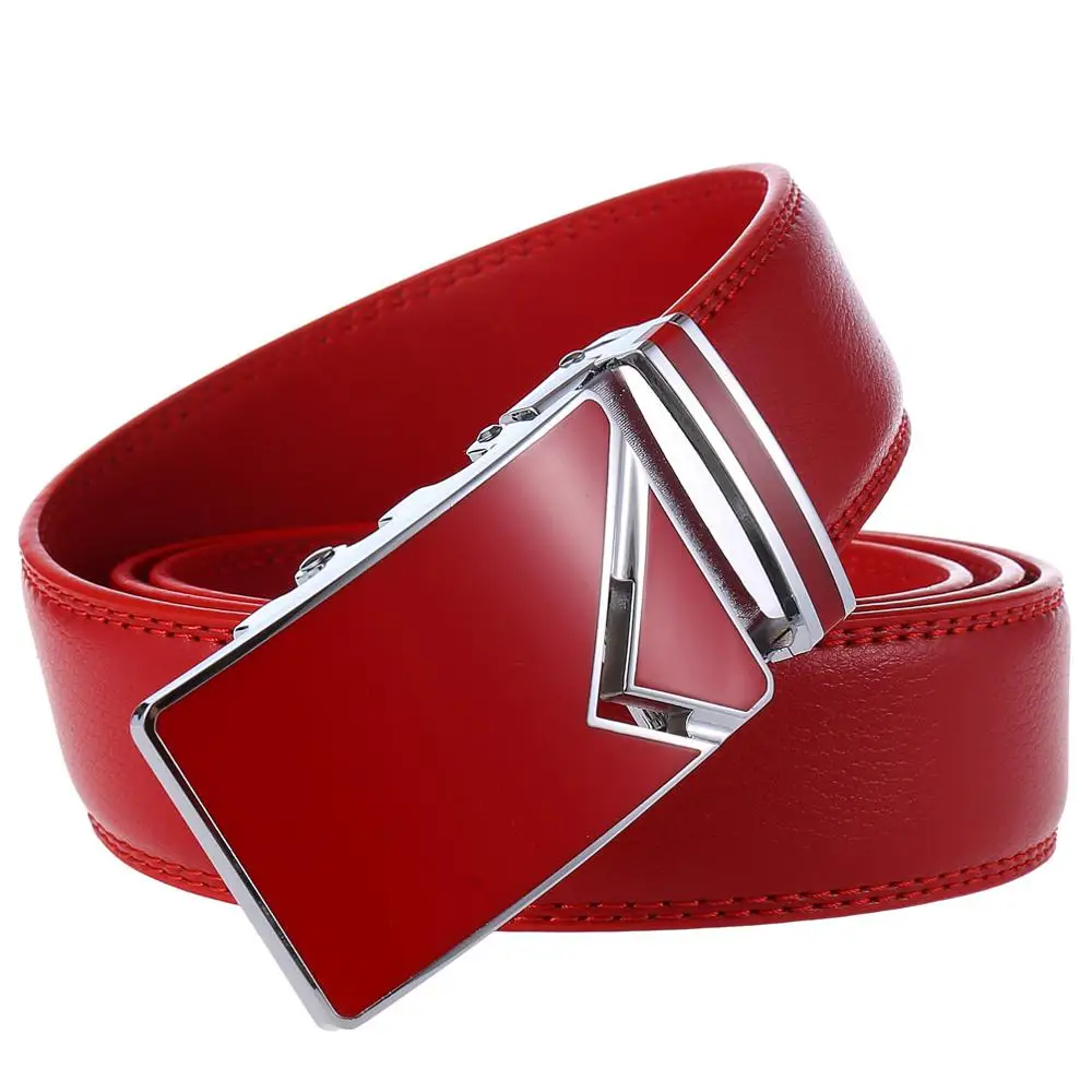 

New Genuine Leather Belts for Men Real Cow Leather Blue Men Automatic Buckle Belt Luxury Brand Designer Jeans Belt for Man 2019