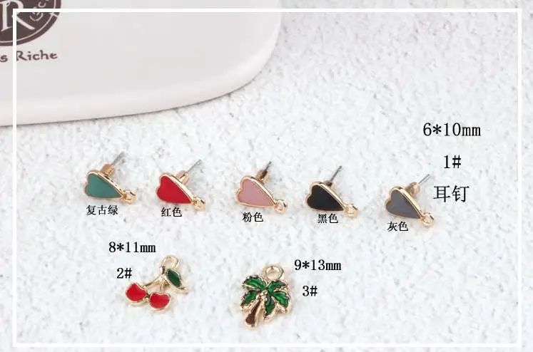 

New 20pair/lot color alloy drop oil decoration heart shape fashion women Stud Earrings diy jewelry earring charms accessory