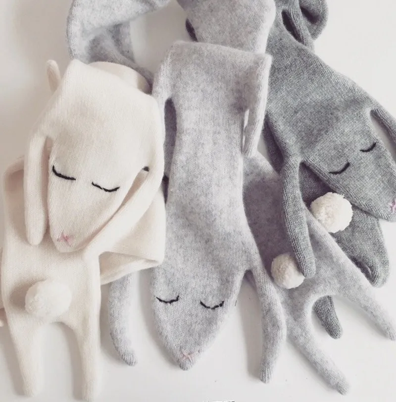 2018 Модный осенне-зимний милый кашемировый детский шарф с кроликом хлопковый