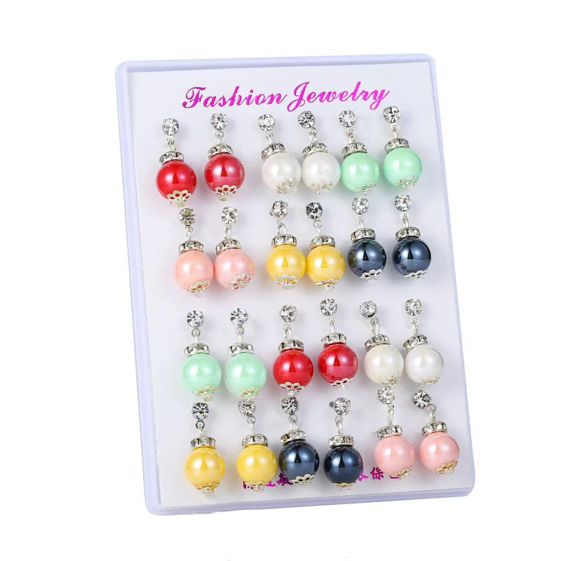 12 пар/компл. модный очаровательный комплект жемчужных серег для женщин и девушек
