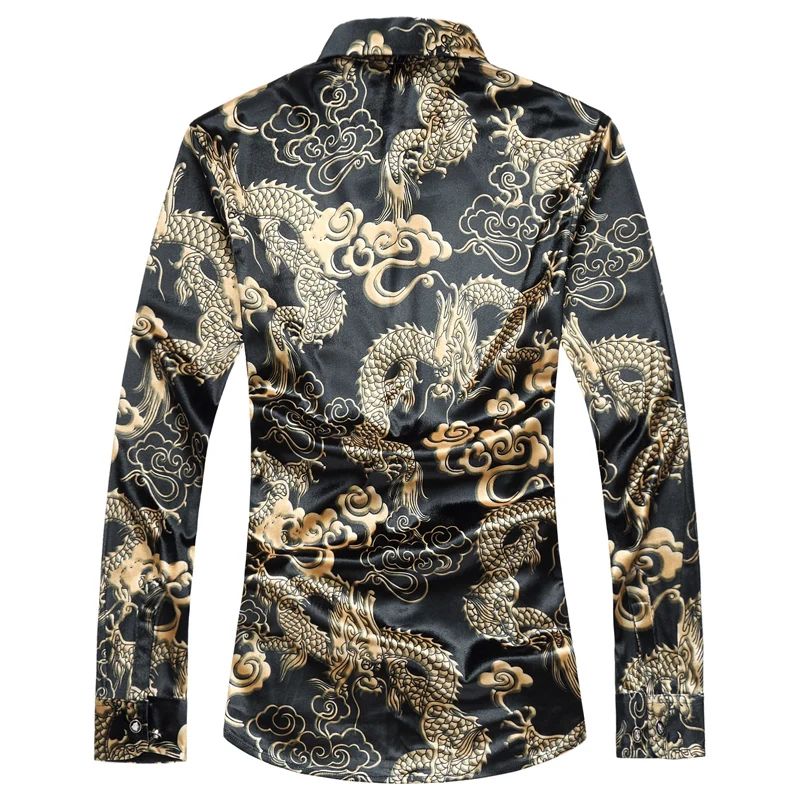 Золотая Бархатная блузка LONMMY 6XL 7XL облегающие мужские рубашки повседневные с