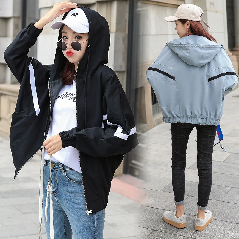 

Новинка осени 2019 корейская версия свободная бейсбольная одежда модная короткая куртка Женский тренчкот большого размера