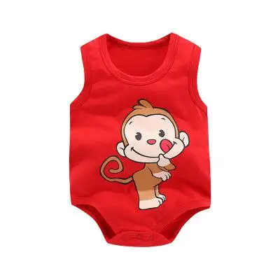 monkey Хлопковый боди с рисунком для новорожденных мальчиков и девочек, комбинезон без рукавов с рисунком пингвина для малышей, летняя тонкая Пижама с пингвином - Цвет: monkey