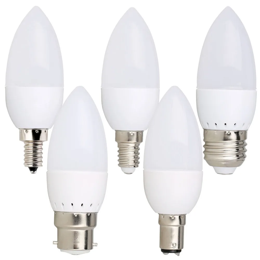 3W светодиодный лампы в форме свечи E14 E27 B22 E12 B15 светильник помещении 110V 220V
