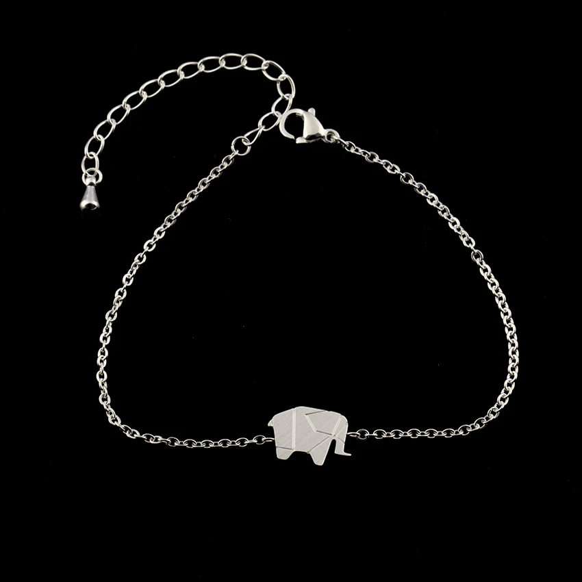 Pulseras Mujer Moda нержавеющая сталь серебро золото кеттинг оригами браслеты со слоном для женщин Bileklik дружба подарок