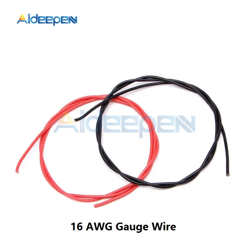 1 пара 16 AWG калибровочный провод гибкий силиконовый провод медные кабели для RC черный+ красный