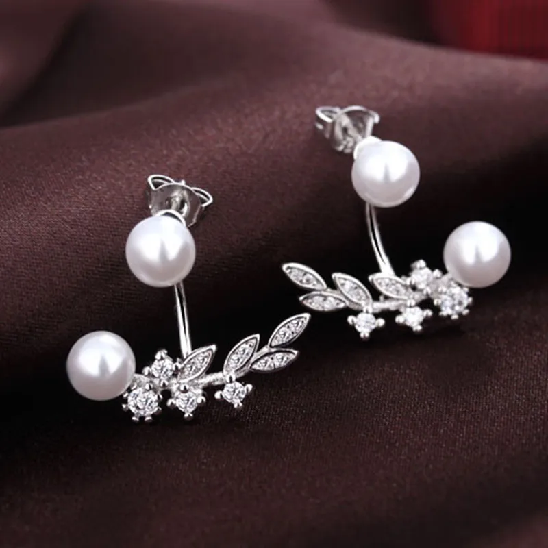 

Korean Jewelry New Zircon Crystal Pretty Earrings For Women Fashion Jewelry 925 Sterling Silver & Pearl Love Gift