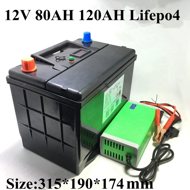 Литиевая 12V 12 8 v 120AH 80Ah Lifepo4 батарея глубокого цикла для 1200W инвертор лодки сабвуфер