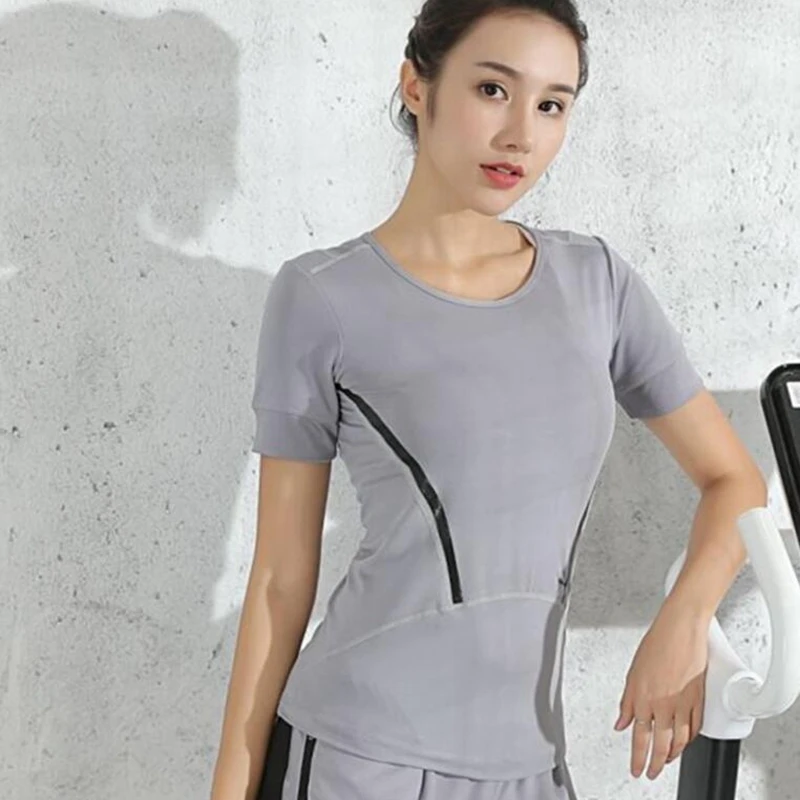 Высокоэластичная облегающая футболка женская спортивная тонкие топы для бега и
