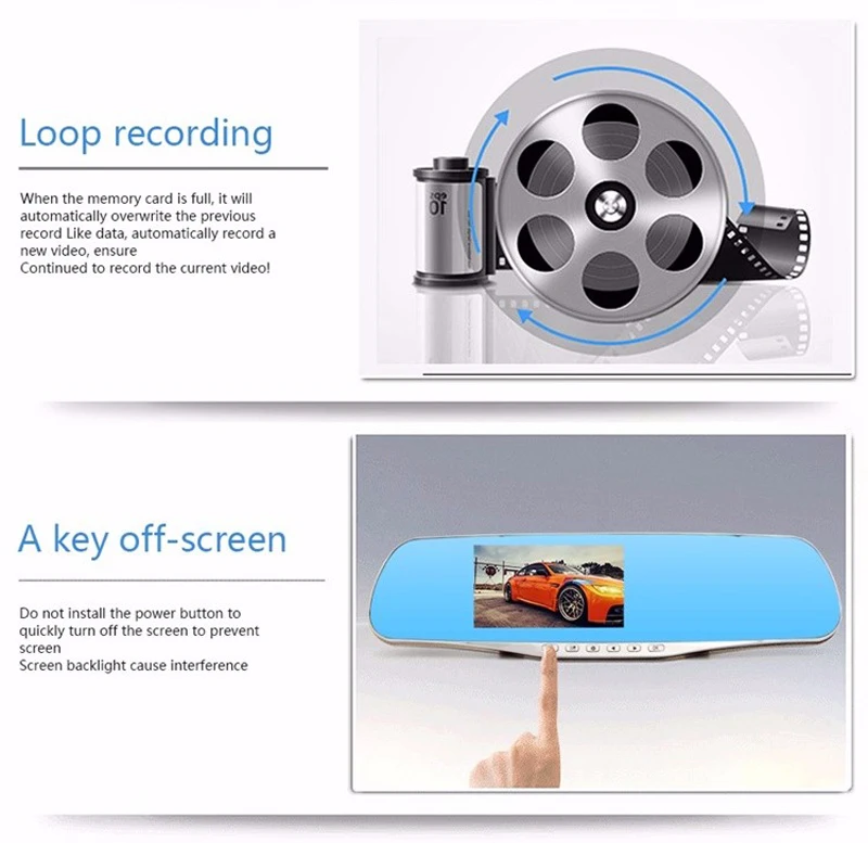 FHD 1080P DVR Dash камера 4,3 дюймов Автомобильный видеорегистратор зеркало заднего вида двойной объектив Dash Cam Автомобильная Камера авто видеорегистраторы ночное видение парковочный монитор