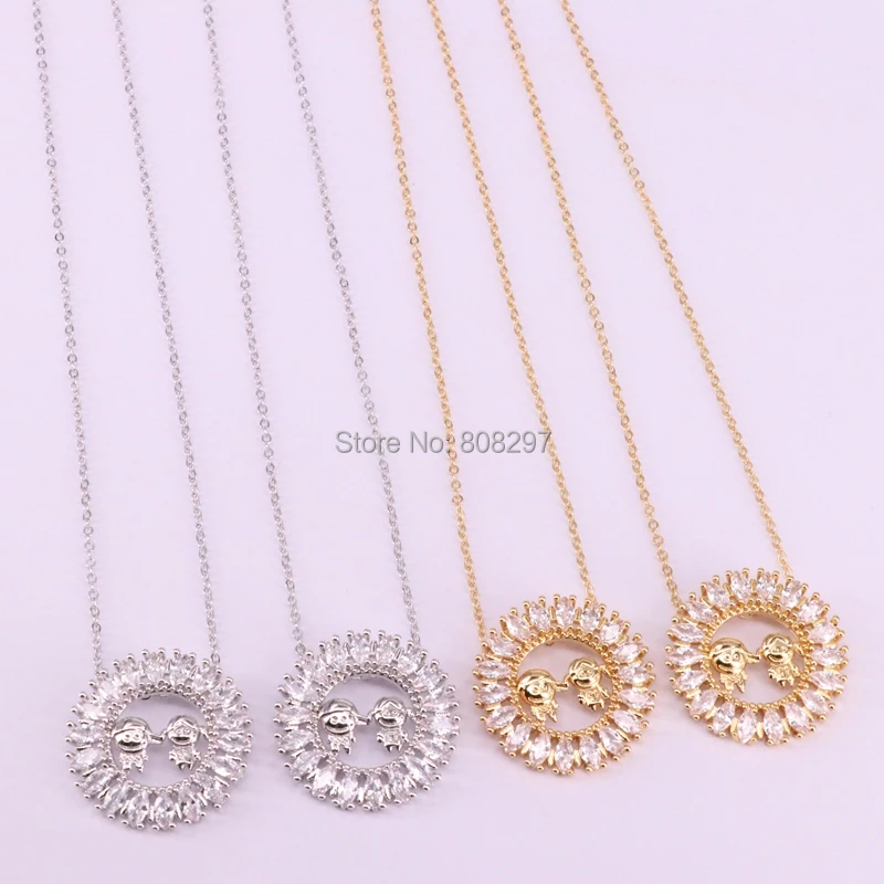 

8Pcs New fashion jewelry chic micro pave cz pendant with chain necklace
