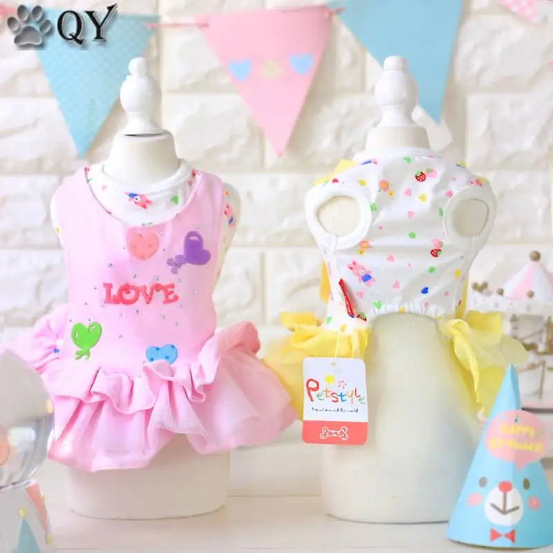 Хлопковое милое платье для собаки с сердечком Летняя распродажа Чихуахуа Одежда