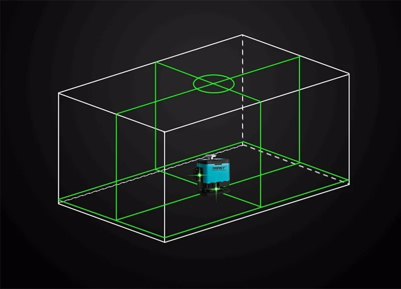 XEAST 3D 12 линий зеленый лазерный уровень самонивелирующийся 360 горизонтальный и вертикальный крест Ремонт для пола и стены плитки