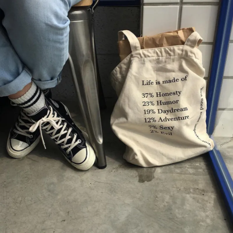 Модные холщовые сумки, повседневные холщовые сумки с буквенным принтом, Большая вместительная простая стильная сумка для покупок