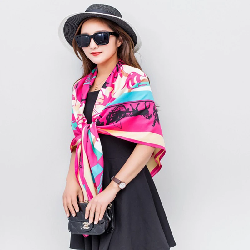 Большой Размеры шелк Для женщин Шарфы для и платки Элитный бренд 100% шелковые