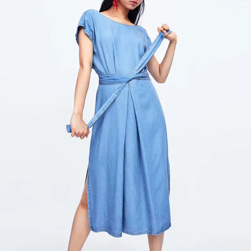 Sitruuna женское летнее сексуальное шелковое хлопковое джинсовое платье винтажное с