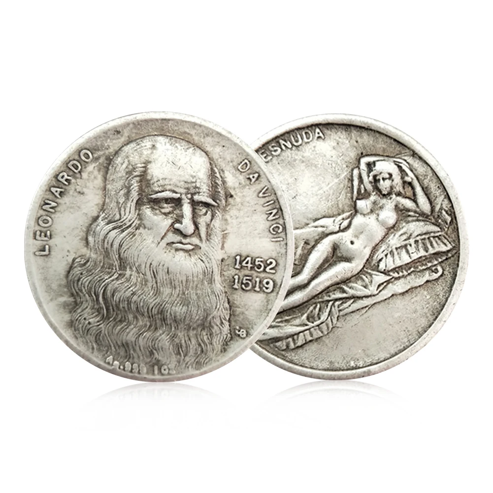 1452-1519 монета да Винчи ручной работы Серебряная монета памятная коллекционная
