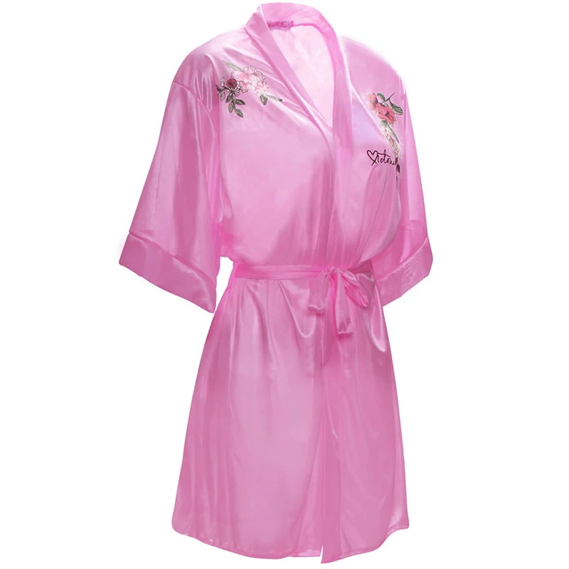Fashion Rayon Silk Night Robes Embroider Dressing Gown or Sleep Wear Lingerie for Ladies Girls Bridesmaid Bathrobe | Женская одежда