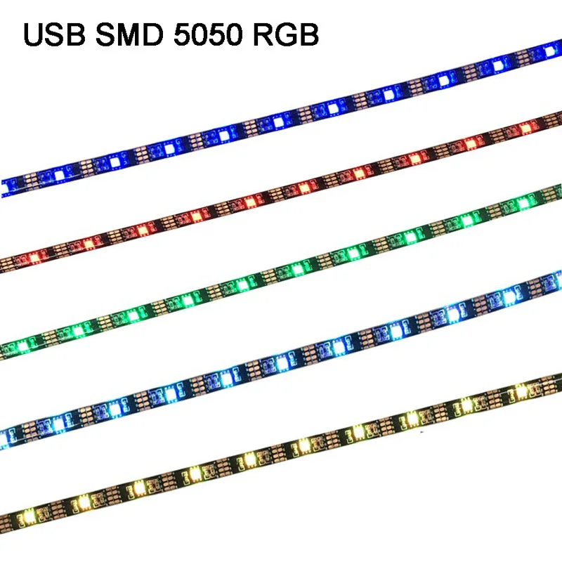 5 в 5050 USB Светодиодная лента RGB с 3key контроллером IP20 без водонепроницаемого света