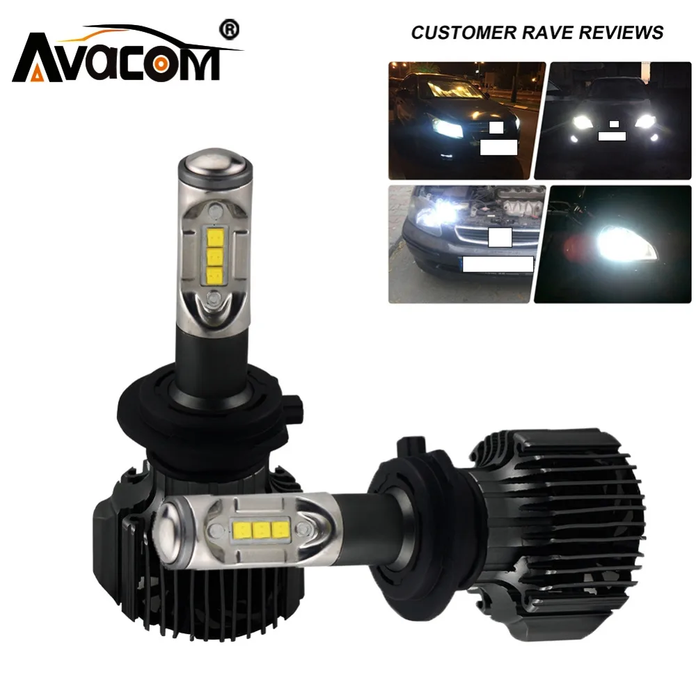 Avacom супер яркие ZES LED H4 H7 H11 H8 H1 HB3 9004 автомобильные лампы для фар 72 Вт 12000Lm/набор 6500K