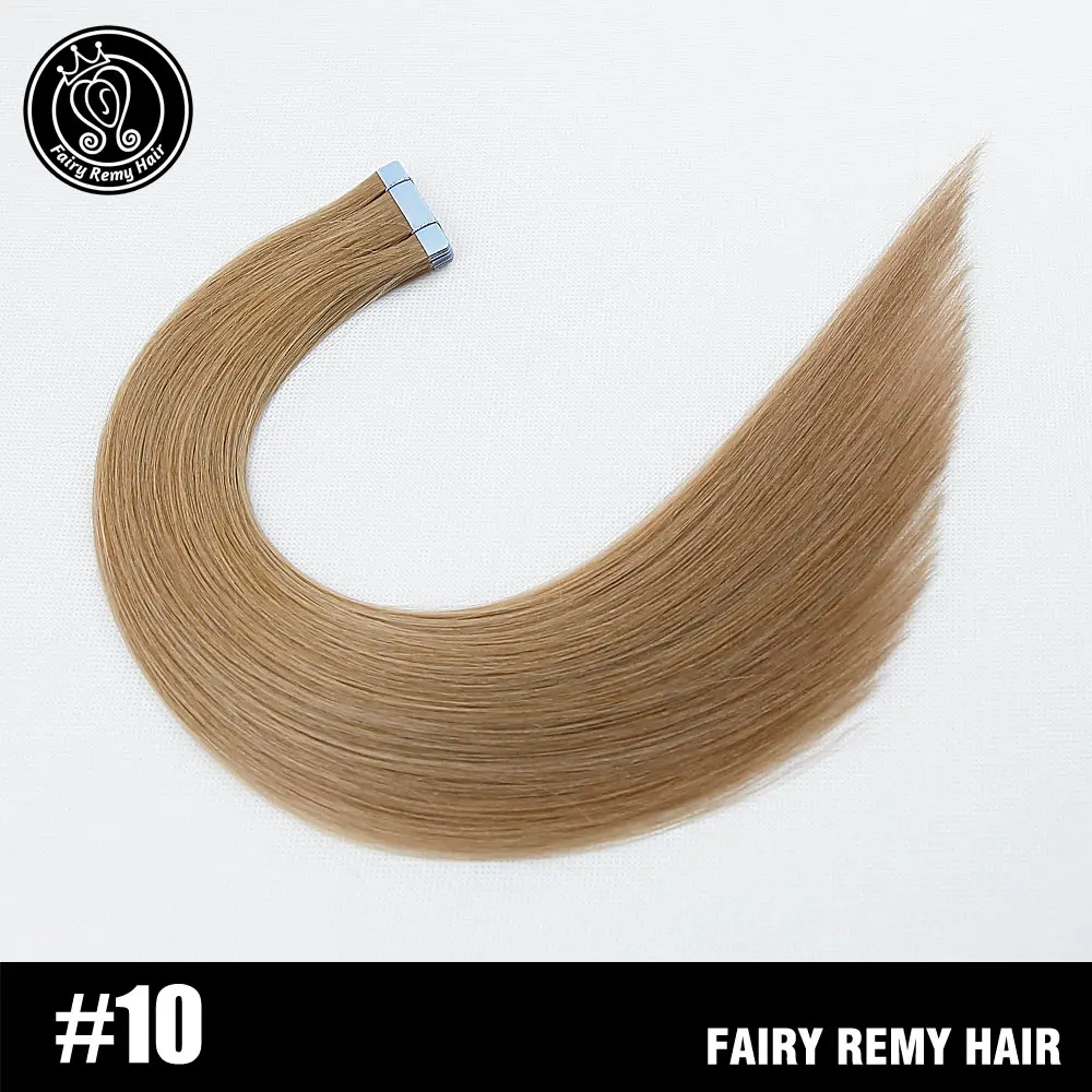 #10 Сказочные волосы remy на ленте, человеческие волосы для наращивания, 18 дюймов, натуральные волосы с неповрежденной кутикулой, на Клейкой Ленте, искусственная кожа, пряди для наращивания, невидимые, 40 г - Цвет: #10