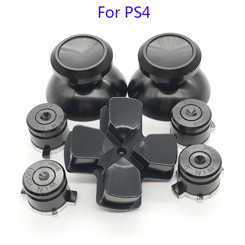 Black Для Dualshock 4 PS4 Pro тонкий контроллер красные металлические аналоговые палочки алюминиевые Dpad кнопки действия для Playstation 4 геймпад - Цвет: Black