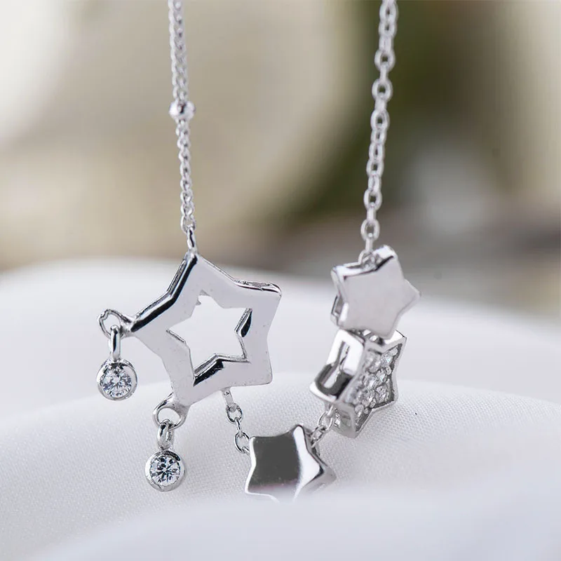 SA SILVERAGE Real 925 Sterling Silver AAA CZ Classic Design Star Chains Anklets for Women Trendy Fine Jewelry | Украшения и