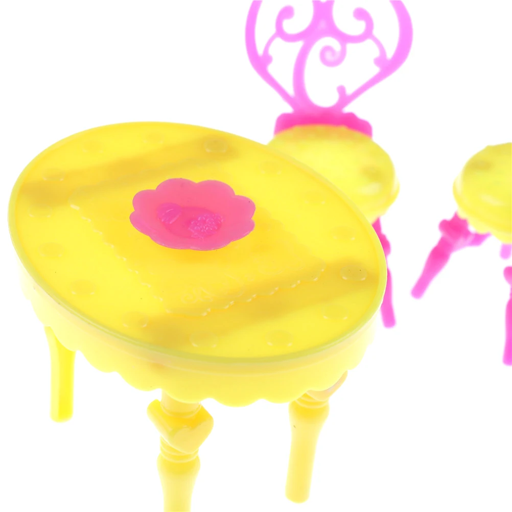 1Set Vintage Miniature Dining Chair Table Furniture Set For Doll house Kitchen Food Toys | Игрушки и хобби