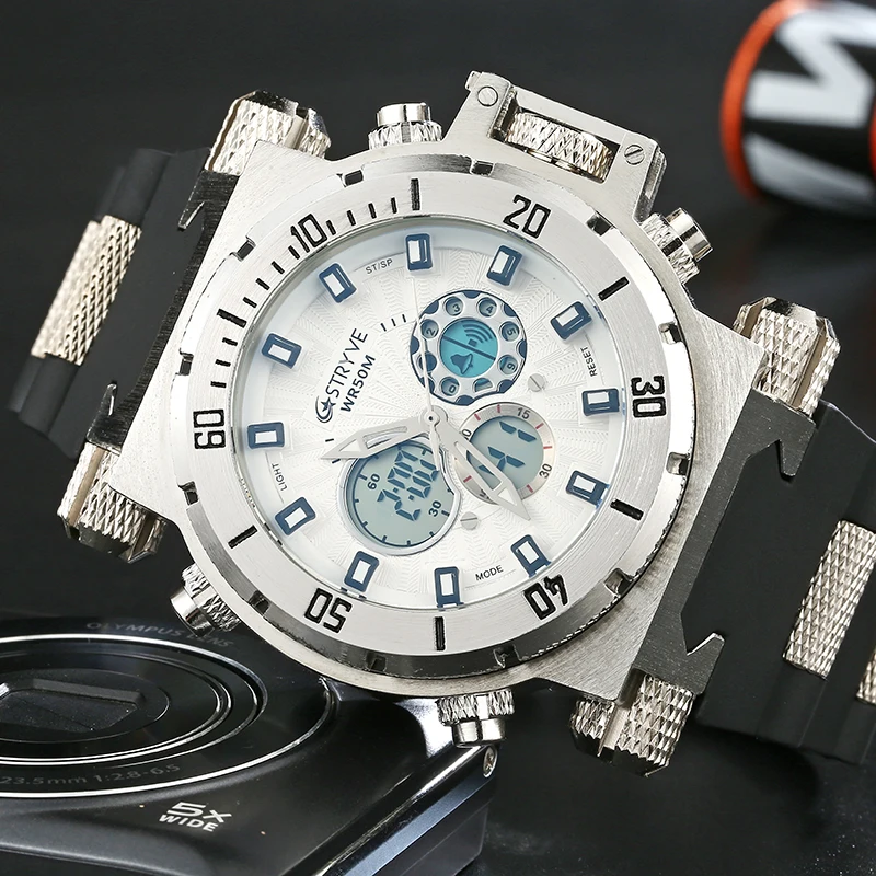 Мужские водонепроницаемые часы STRYVE S8015 новые модные повседневные светодиодные