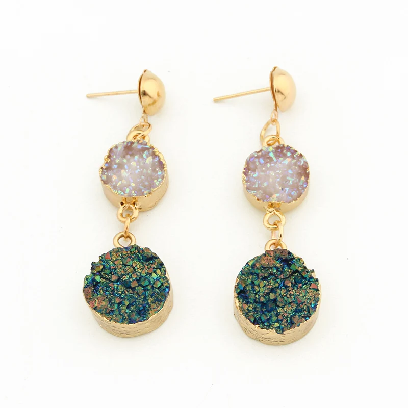 1 пара в богемном стиле двойные круглые серьги форме капли Для женщин модные