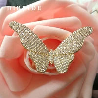 hibride luxury big butterfly adjustable women rings micro cz stone pave gold color female ring for party gifts jewelry r 146