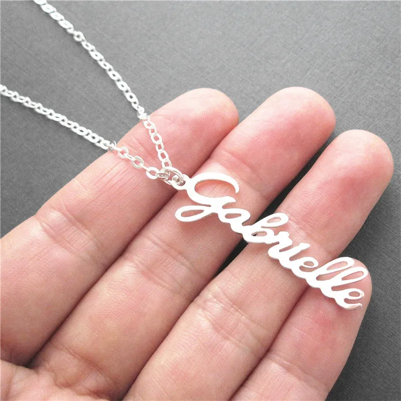 Personalised Name Plate Vertical Bar Custom Necklace For Women Unisex Rose Gold Color Stainless Steel Colier Femme Gift | Украшения и