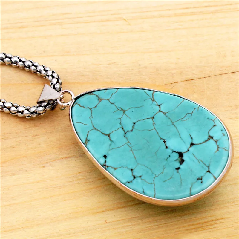 Винтаж Посмотрите Тибет серебряного сплава нежный капли воды кулон камень