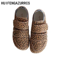 careaymade korean version chic soft girl female leather wild leopard casual shoes velvet magic stickers ugly shoes