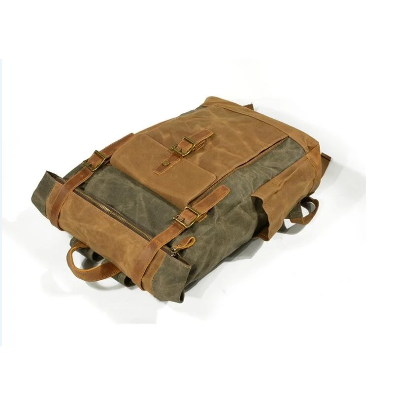 Прямая поставка жесткий водонепроницаемый брезентовый кожаный рюкзак для