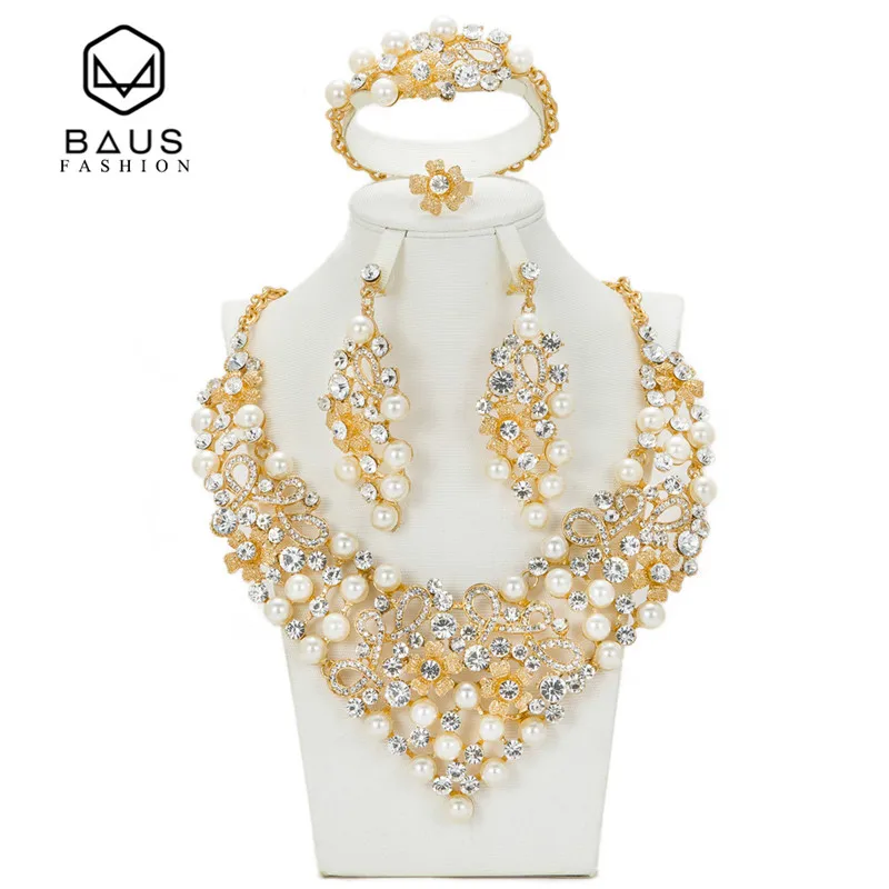 Новинка 2020 роскошные наборы ювелирных изделий из большого Дубай золотого цвета с