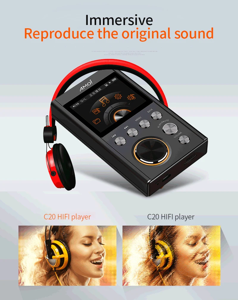AMOI X10S MP3 Hifi плеер обновленная версия DSD64 HIFI музыка Высокое качество Мини Спортивный ЦАП WM8965 процессор 16 Гб