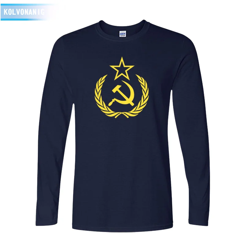 

2021 New CCCP T Shirts Men USSR Soviet Union KGB Man T-Shirt Long Sleeve Moscow Russians Tees Cotton O Neck Tops Clothing TO-89
