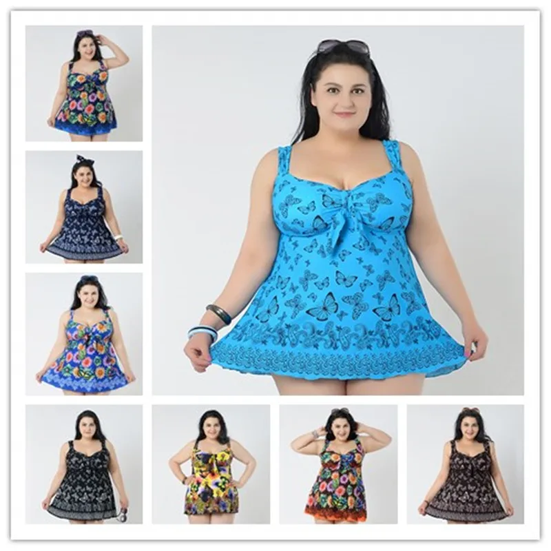 Женский комплект Танкини с цветочным принтом большого размера Цельный купальник