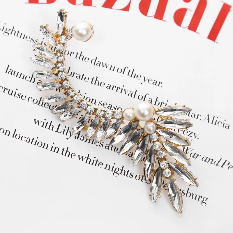 2016 новые модные большие преувеличенные серьги каффы с кристаллами и жемчугом в